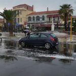 Μυτιλήνη: Πλημμυρισμένα καταστήματα και προβλήματα στο οδικό δίκτυο από την έντονη χαλαζόπτωση